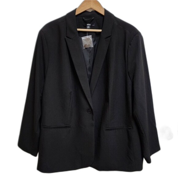 Ellos Blazer Womens 28 Black Stretch 1 Button Long Slv Lined Vent Office Classic - Picture 1 of 13